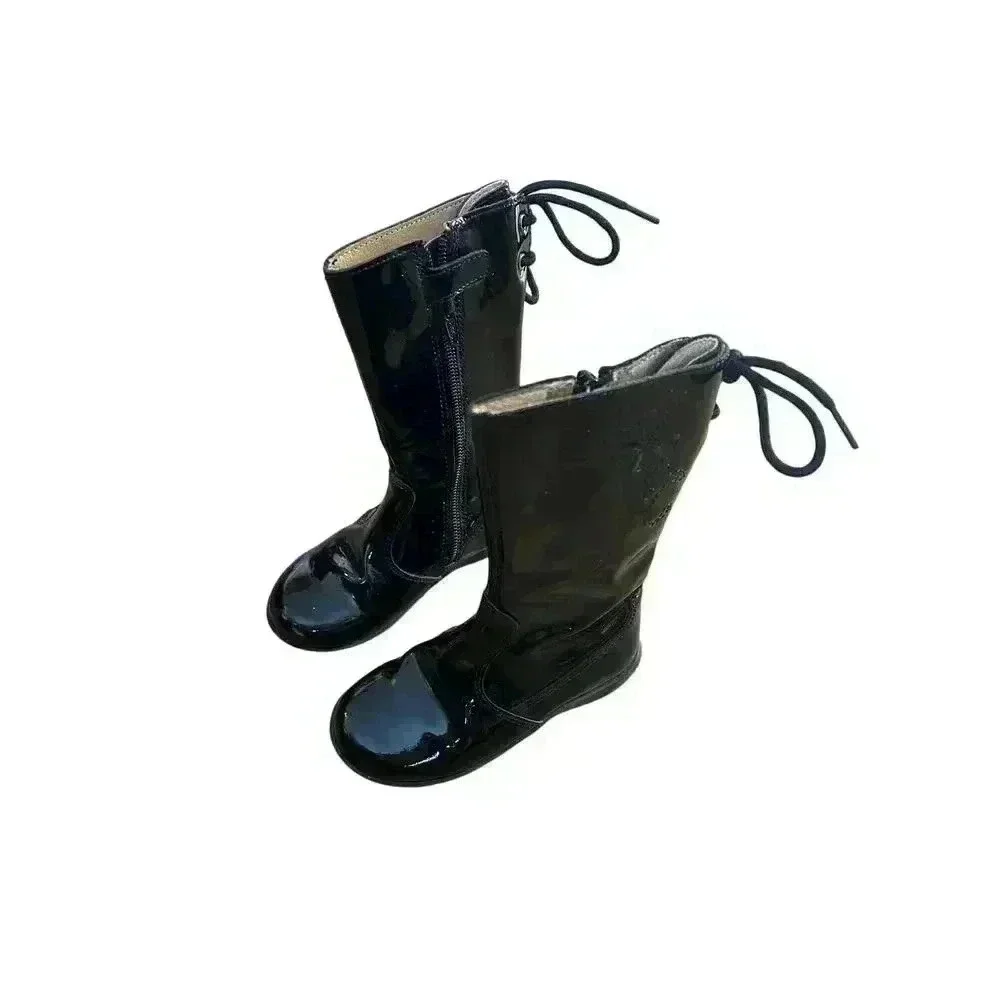 Naturino girls black patent leather boots size 24 US size 8 zip closure